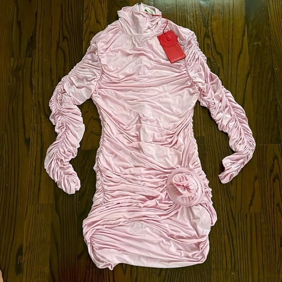 NWT H&M X Magda Butrym Rose-Appliquéd Mock Turtleneck Dress - Picture 14 of 16